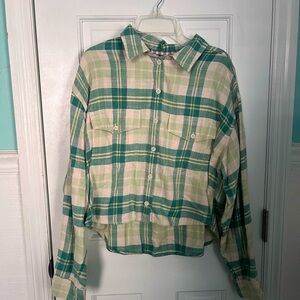 American Eagle Cropped Flannel Jacket